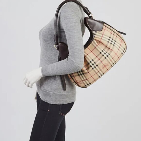 BURBERRY Classic Haymarket Check Brooklyn Hobo Shoulder Bag - Picture 3 of 7